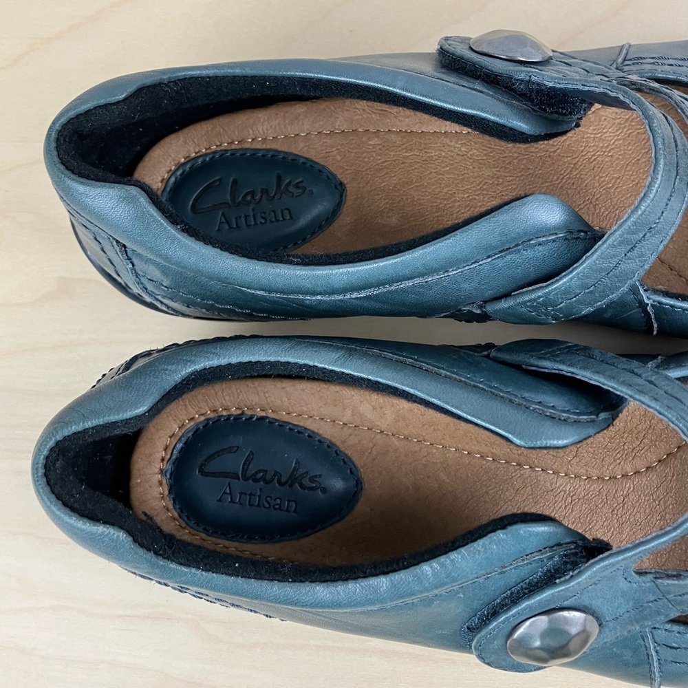Clarks Artisan Women’s Size 8.5 M Ideo Green Leather Mary Jane Casual Shoes - Picture 9 of 10